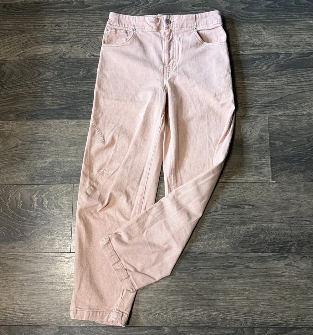 Club Monaco Sz 27 Tan Jeans Straight Leg Buckle Back Preppy Old Money Minimalist